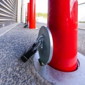 Removable-Security-Bollards-Red-weather-proof-padlock-Auckland-Xpanda